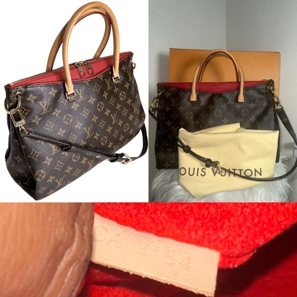 Louis Vuitton Monogram Canvas Satchel with Red Trim
